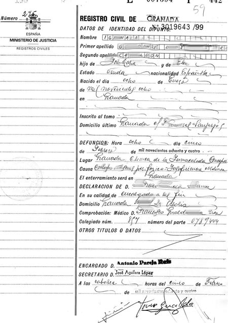 certificado de defuncion